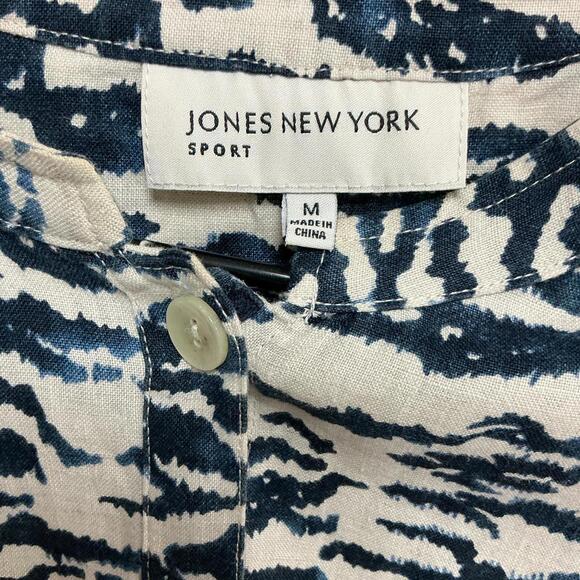 Jones New York Linen Sport Women's Button-Up Top, Medium Abstract Pattern - Picture 2 of 8